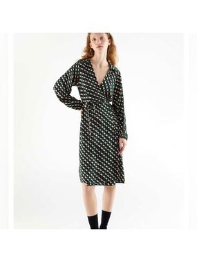 Compania Fantastica Midi Wrap Dress With Geometric Print And A Crossed Design, S